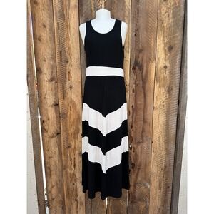 5th Love Maxi Beach Sundress Size M Black White Sleeveless Boho‎ Mod Stripe Soft